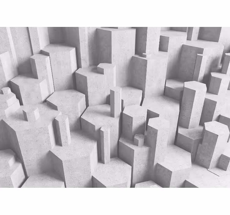 Bijele zavjese s 3d betonskim geometrijskim oblicima - TenStickers