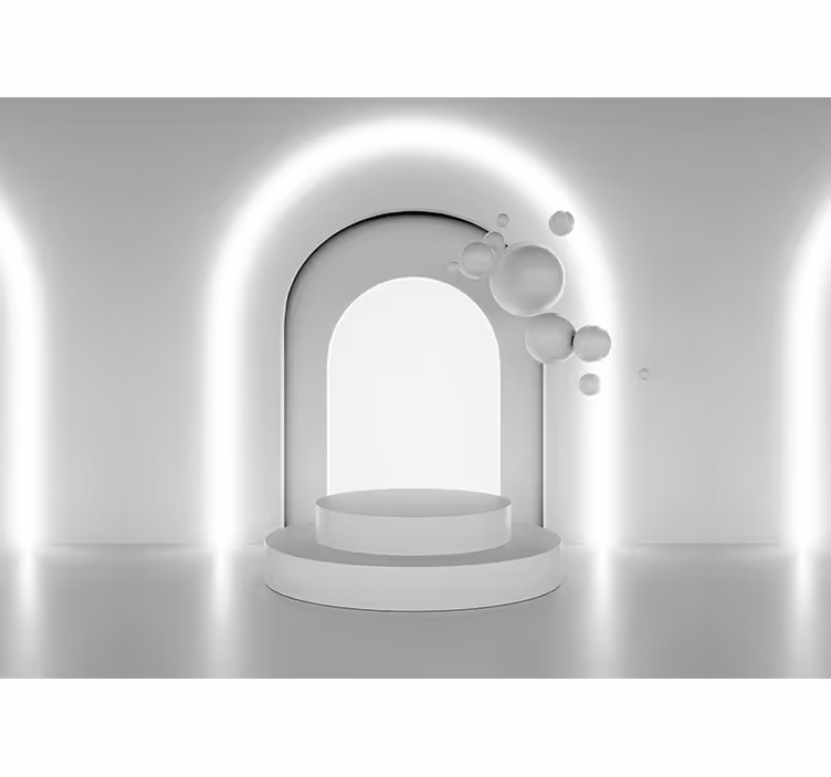 Bijele zavjese 3d iluzija bijele kugle - TenStickers