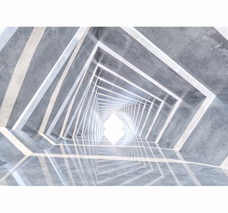 Bijele zavjese u 3d geometrijskom tunelu - TenStickers