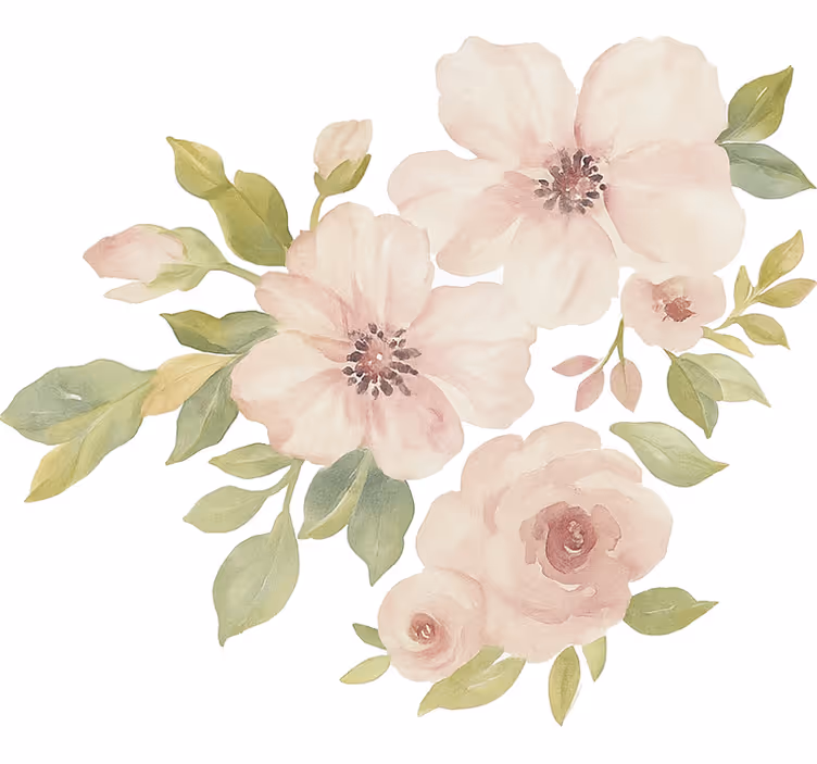 Bijele zavjese magnolia u akvarelu - TenStickers