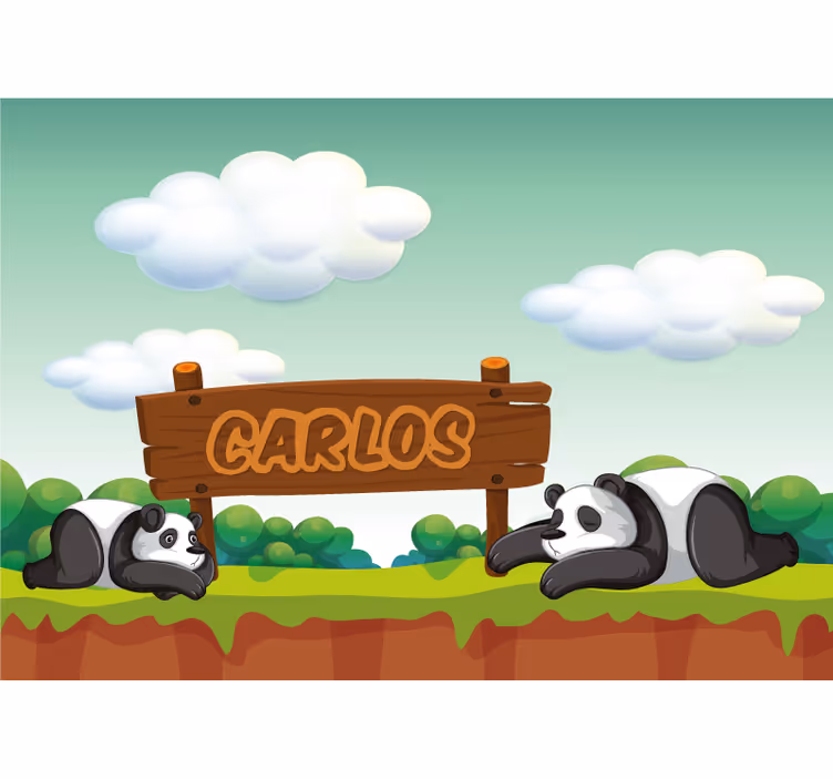Zavjese za dječju sobu s personaliziranim imenom panda - TenStickers