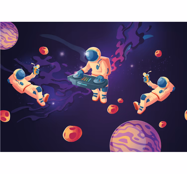 Zavjese za dječju sobu s veselim astronautima - TenStickers