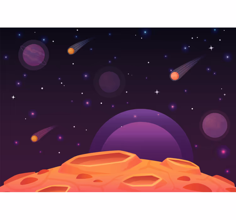 Zavjese za dječju sobu s poluplanetom i planetima - TenStickers
