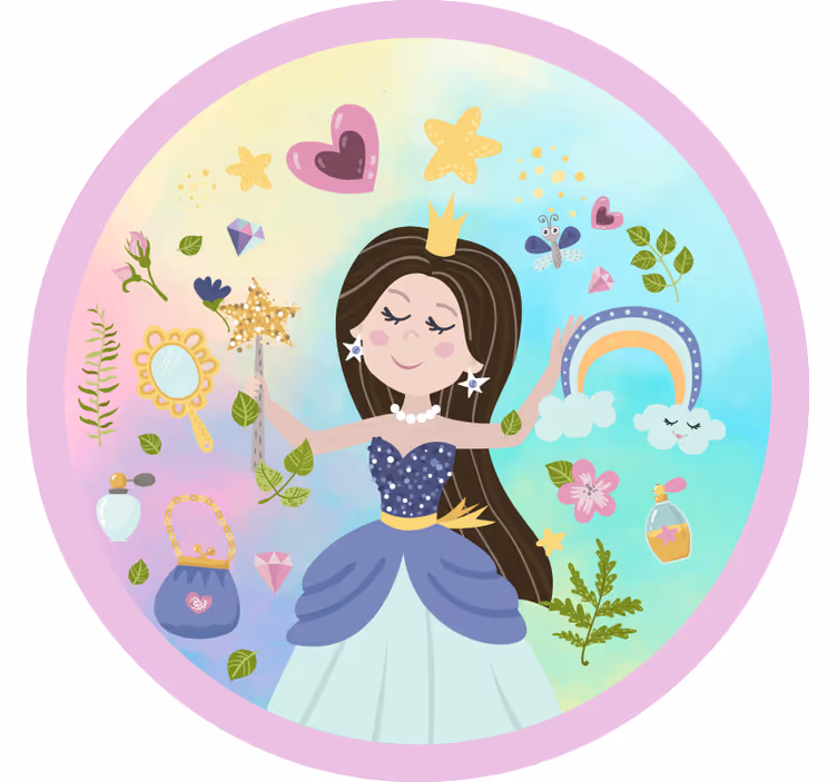 Zavjese za dječju sobu s raznobojnim princezama - TenStickers