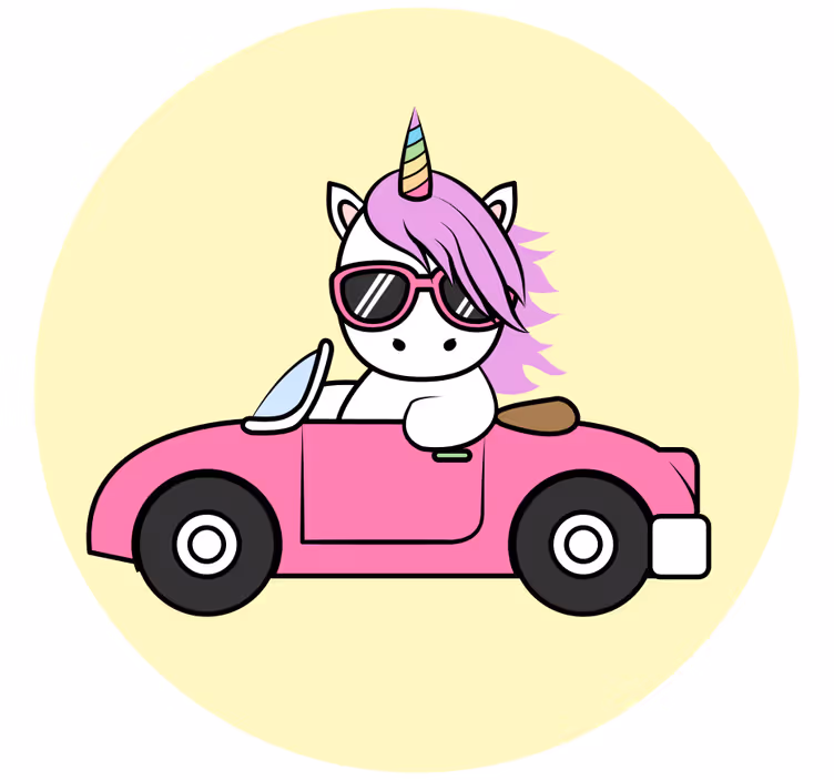 Zavjese za dječju sobu s cool jednorogom u vožnji - TenStickers
