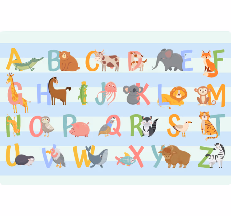 Zavjese za dječju sobu s abecedom i likovima - TenStickers