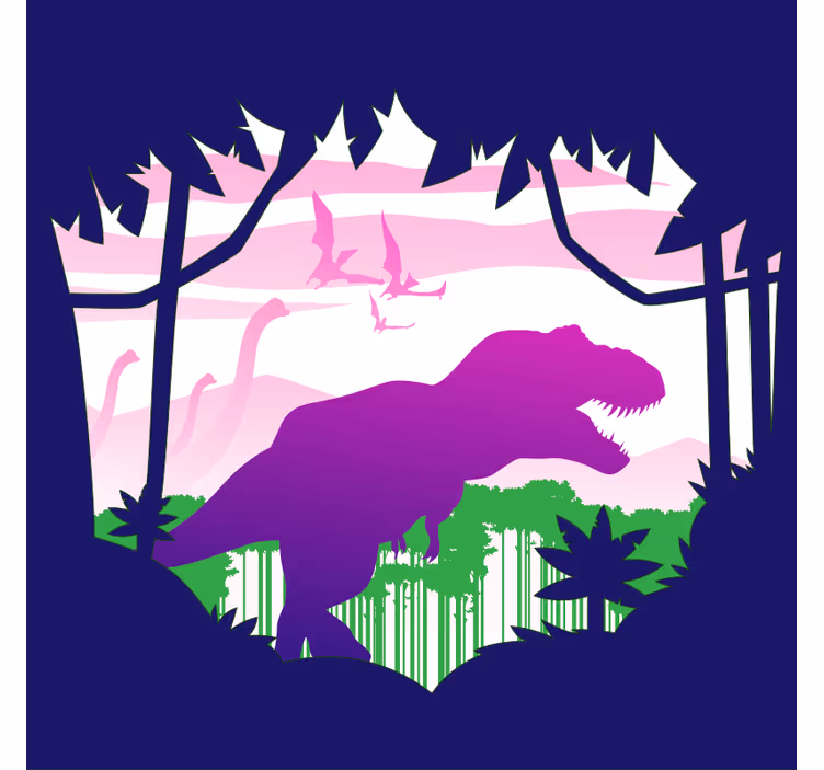 Zavjese za dječju sobu s velikim dinosaurem i pticama - TenStickers