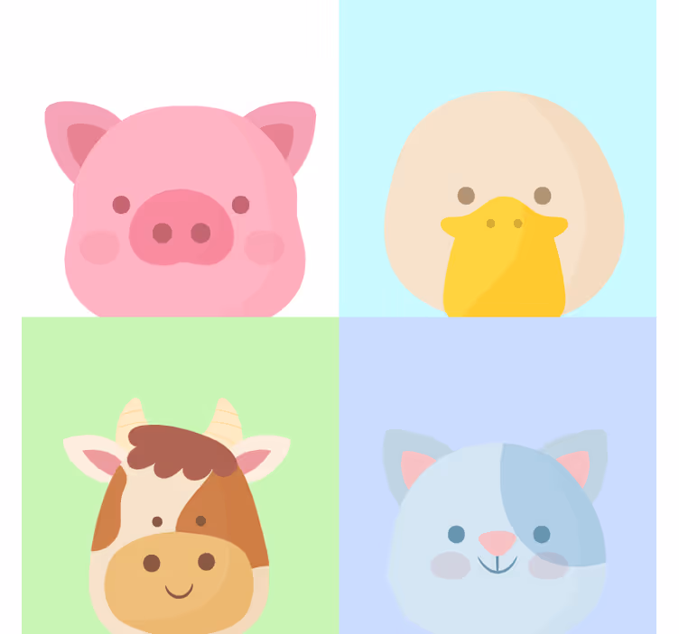 Zavjese za dječju sobu s 4 slatka farmenska životinja - TenStickers