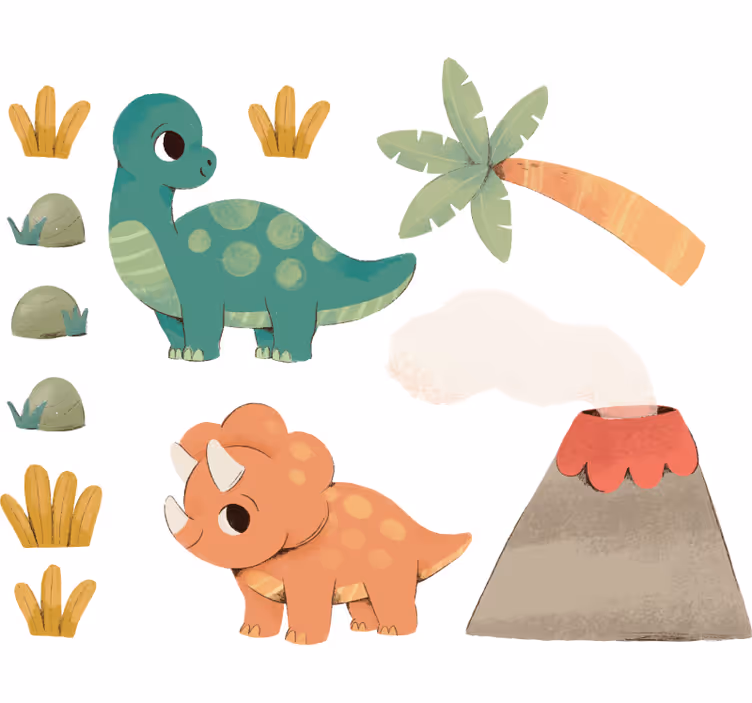 Zavjese za dječju sobu s akvarel dinosaurima - TenStickers