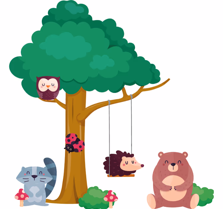 Zavjese za dječju sobu s životinjama u šumi - TenStickers