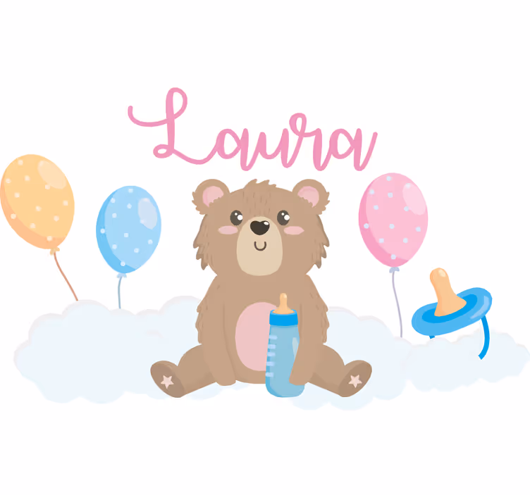 Zavjese za dječju sobu s cute medvjedićem i imenom - TenStickers