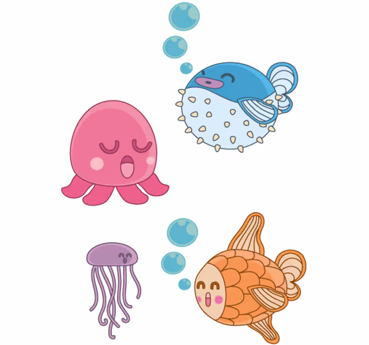 Zavjese za dječju sobu s ilustracijom riba - TenStickers