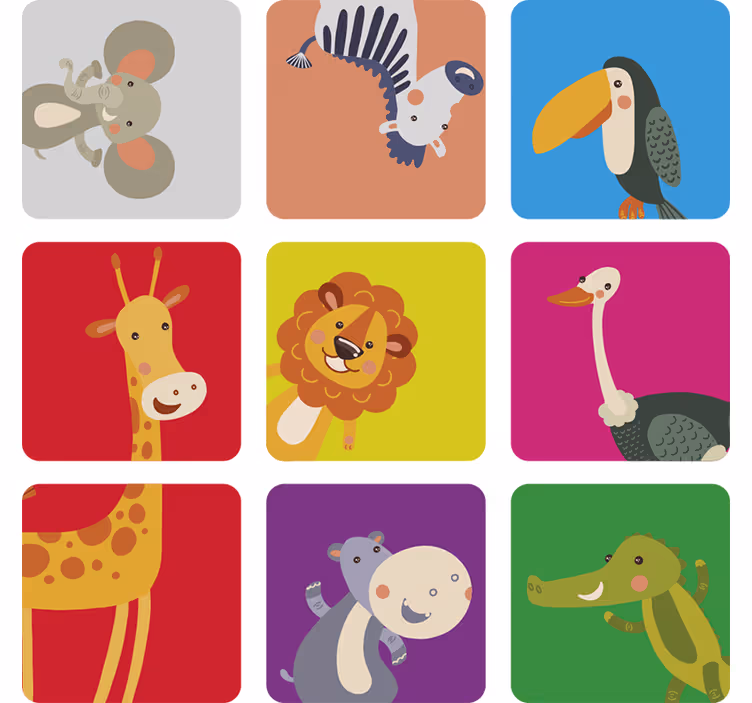 Zavjese za dječju sobu s šarenim životinjama - TenStickers
