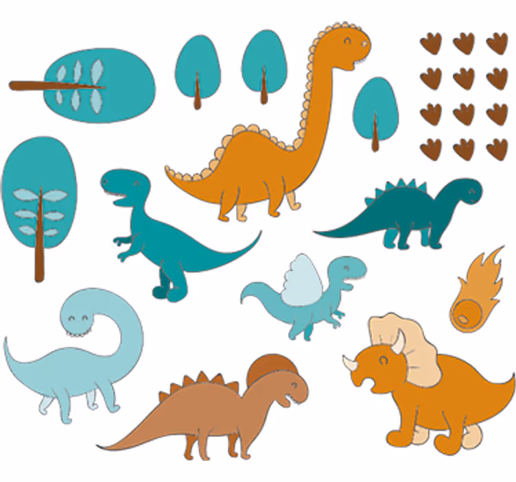 Zavjese za dječju sobu s dinosaura u pejzažu - TenStickers