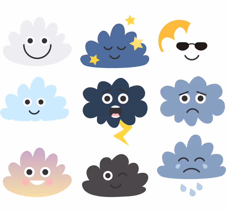 Zavjese za dječju sobu oblaci s licima - TenStickers