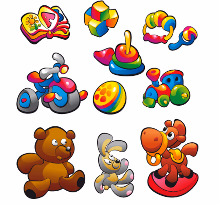 Zavjese za dječju sobu s kolekcijom naljepnica igračaka - TenStickers