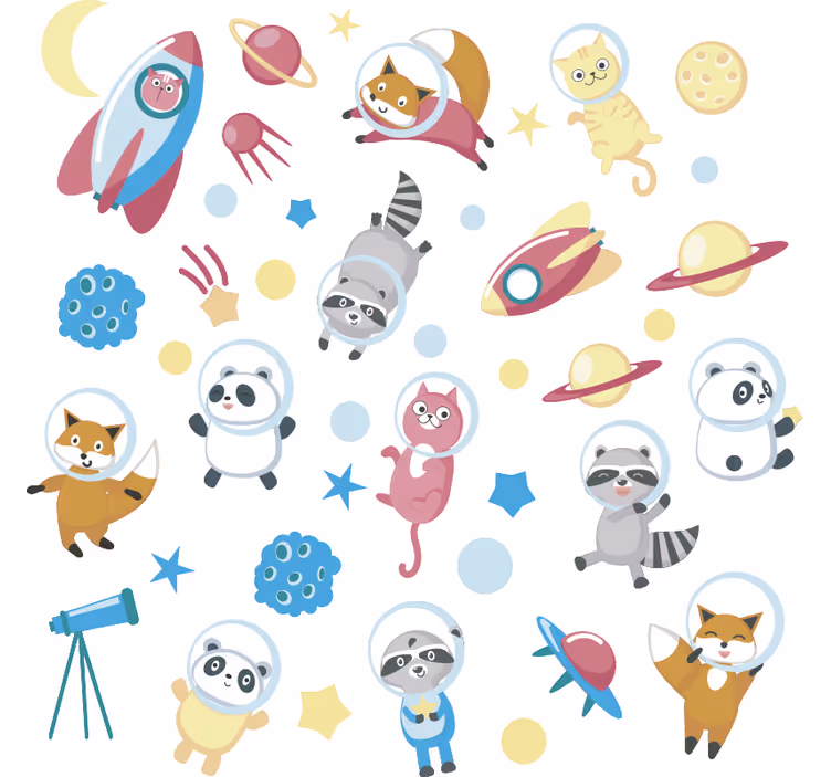 Zavjese za dječju sobu s životinjama u svemiru - TenStickers