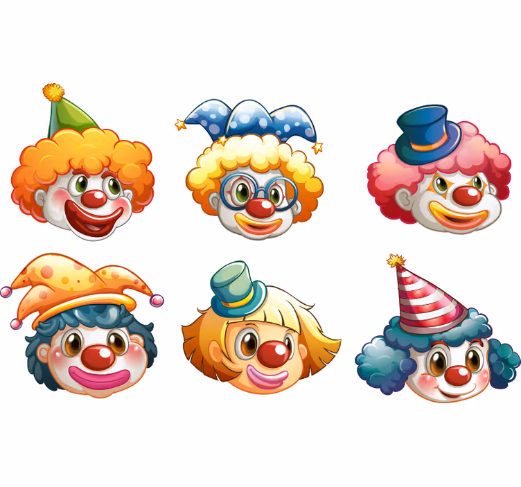 Zavjese za dječju sobu s veselim licima klauna - TenStickers