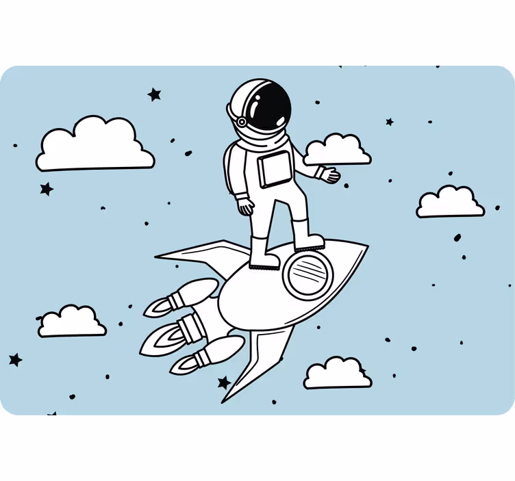 Zavjese za dječju sobu s raketom, astronautom i zvijezdama - TenStickers