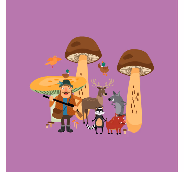Zavjese za dječju sobu ptice u gljivastoj šumi - TenStickers
