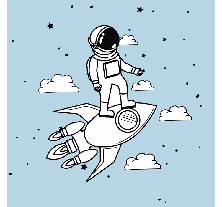 Zavjese za dječju sobu s raketama, astronautima i zvijezdama - TenStickers