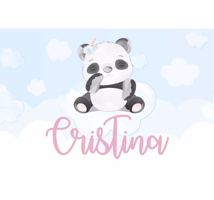Zavjese za dječju sobu s cute pandom i imenom - TenStickers
