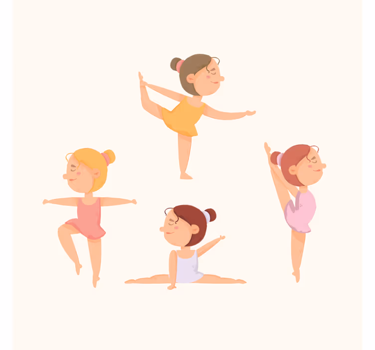 Zavjese za dječju sobu set balerina u istezanju - TenStickers
