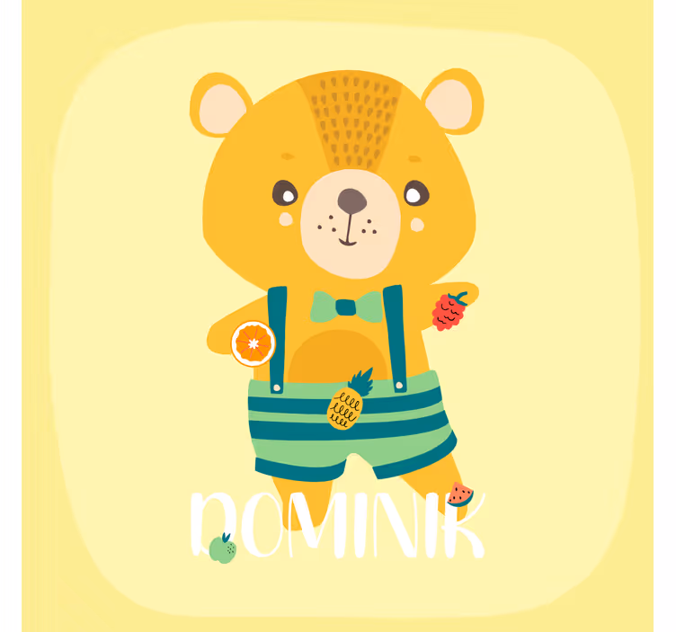 Zavjese za dječju sobu s imenom na teddy medvjedu - TenStickers