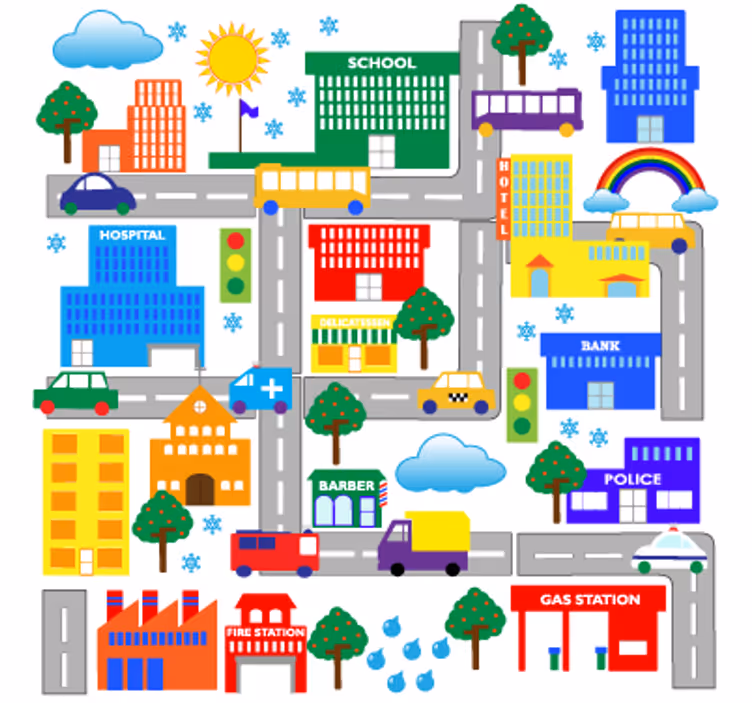 Zavjese za dječju sobu vinil s motivima velikog grada - TenStickers