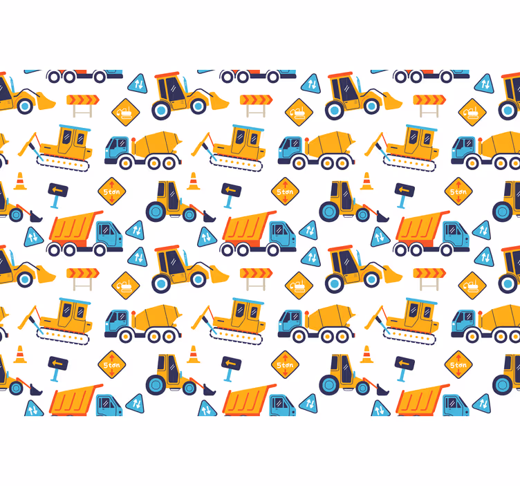 Zavjese za dječju sobu s motivom gradilišta u crtićima - TenStickers