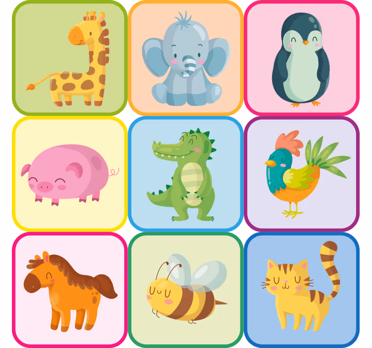 Zavjese za dječju sobu s naljepnicama životinja - TenStickers