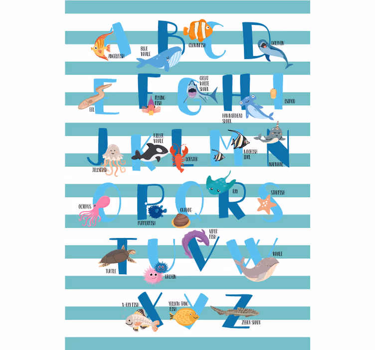 Zavjese za dječju sobu ocean abeceda - TenStickers