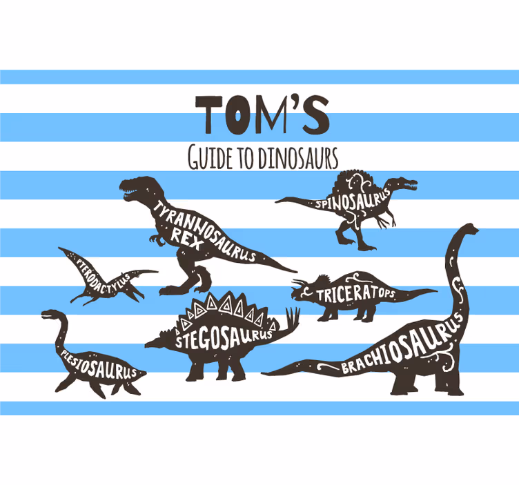 Zavjese za dječju sobu s personaliziranim imenima dinosaura - TenStickers