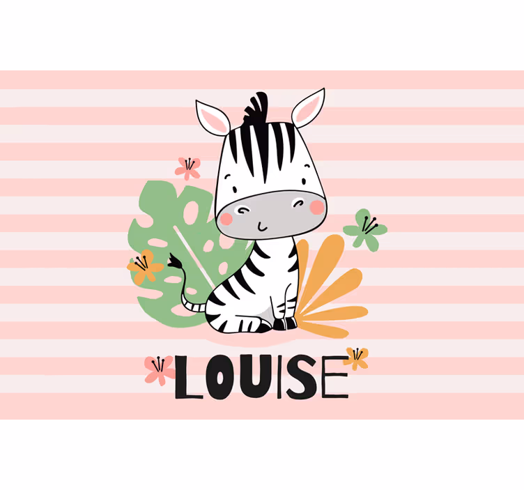 Zavjese za dječju sobu prekrasna zebra s imenom - TenStickers