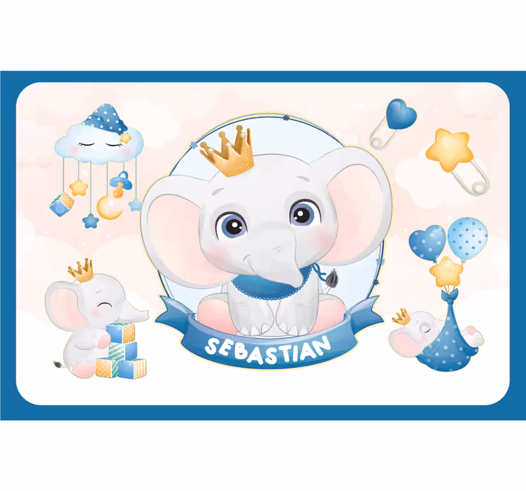 Zavjese za dječju sobu s simpatičnom slončićem imenom - TenStickers