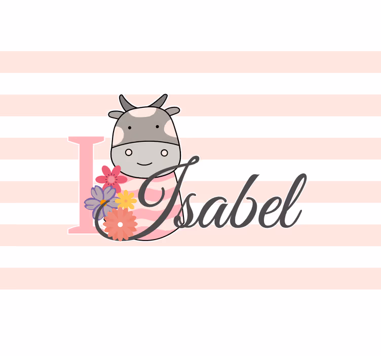 Zavjese za dječju sobu s cute kravicom i imenom - TenStickers
