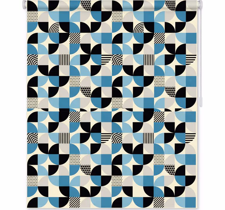 Zavjese za kuhinju s retro plavim bauhaus uzorkom - TenStickers