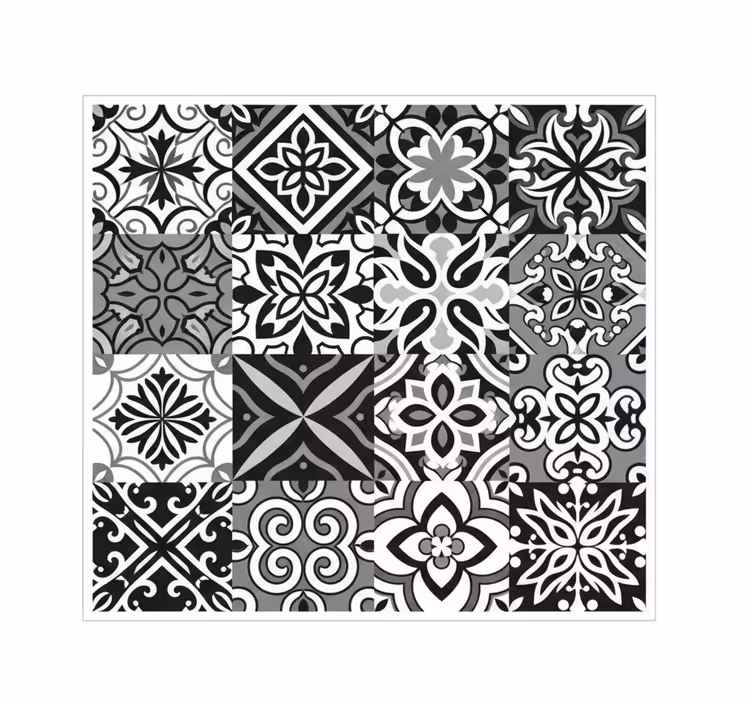 Zavjese za kuhinju u stark crnim geometrijama - TenStickers