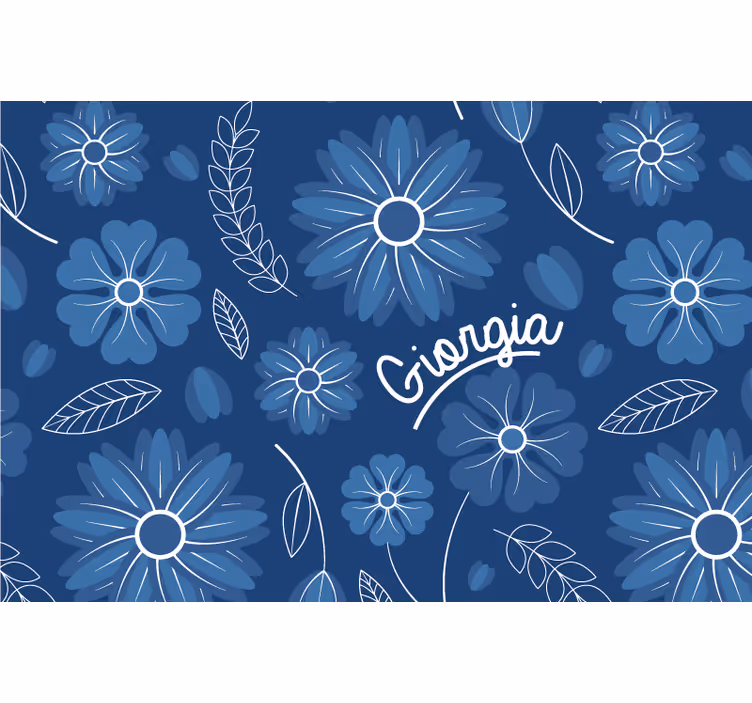 Plave zavjese s elegantnim dizajnom plavih cvjetova - TenStickers