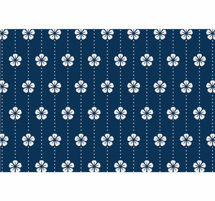 Plave zavjese s plavim cvjetnim linijama - TenStickers