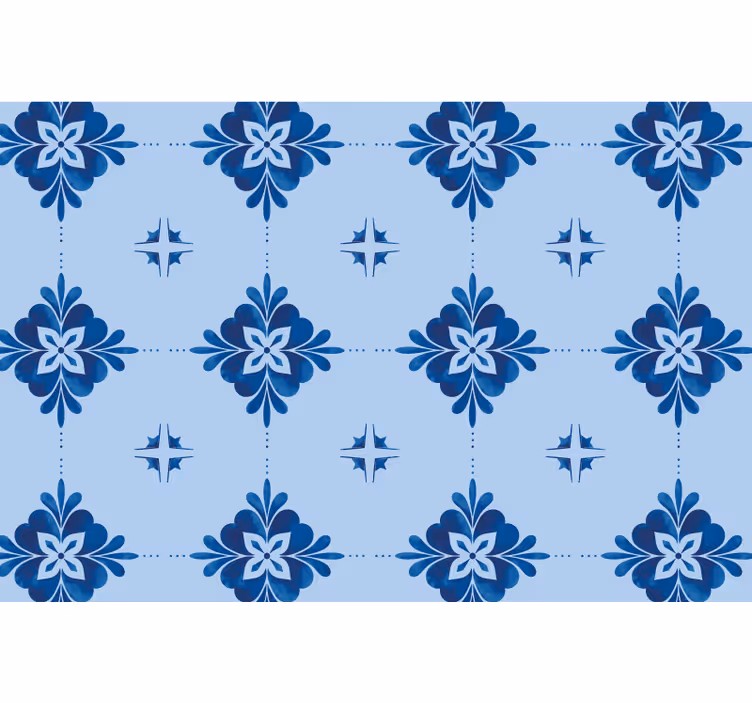 Plave zavjese s plavim vijugavim pločicama - TenStickers