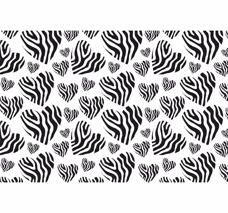 Crne zavjese s uzorkom srca zebre - TenStickers