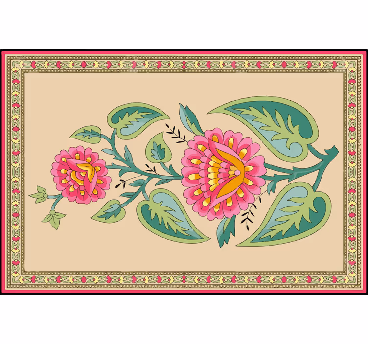Bež zavjese s indijskim mughal cvjetovima - TenStickers