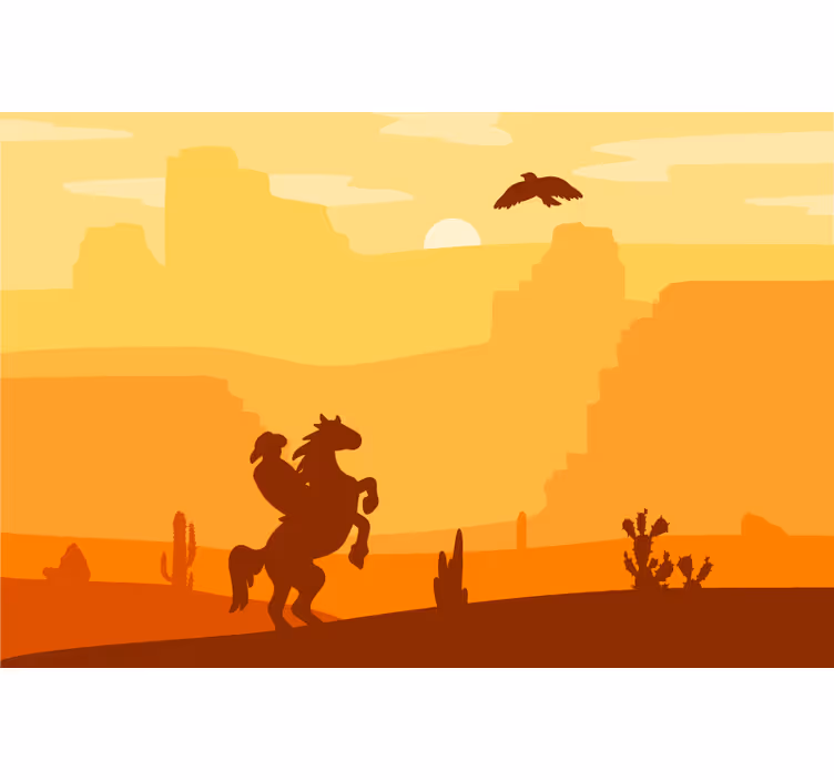 Rolo zavjese naranča u cowboy pejzažu - TenStickers