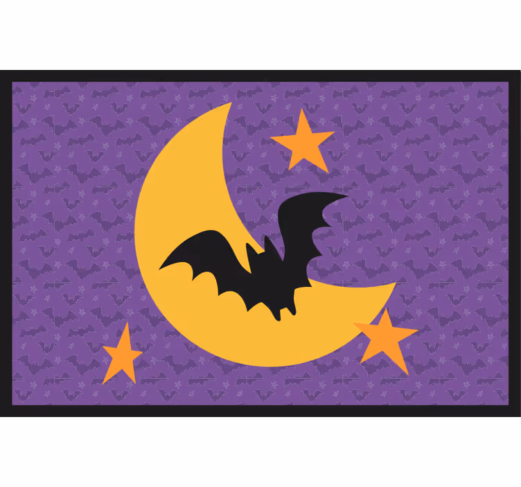 Ljubičaste zavjese s mjesecom, zvijezdama i šišmišem - TenStickers