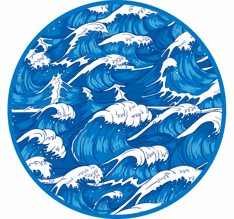 Zavjese za spavaću sobu s japanskim valovima - TenStickers