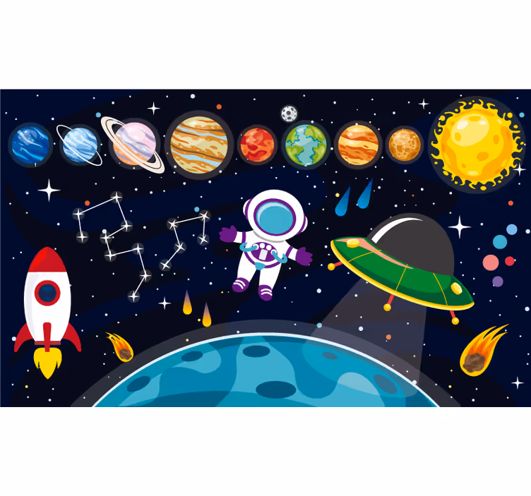 Zavjese za dječju sobu u šarenom svemiru - TenStickers