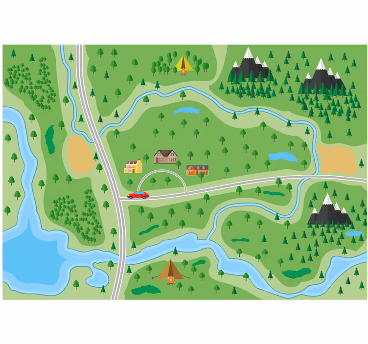 Zavjese za dječju sobu s planinskom kartom - TenStickers