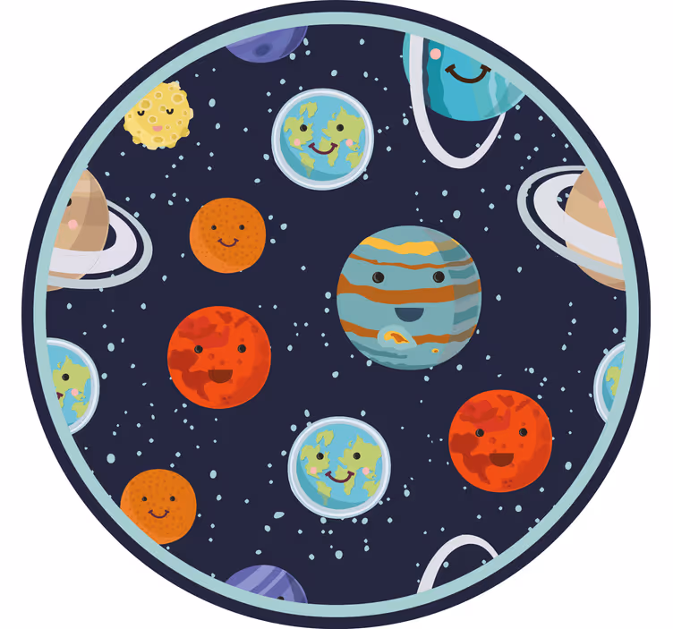 Zavjese za dječju sobu krug nasmijanih planeta - TenStickers