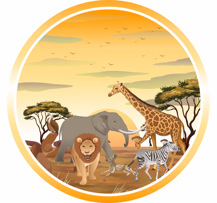Zavjese za dječju sobu s afričkim životinjama i biljem - TenStickers